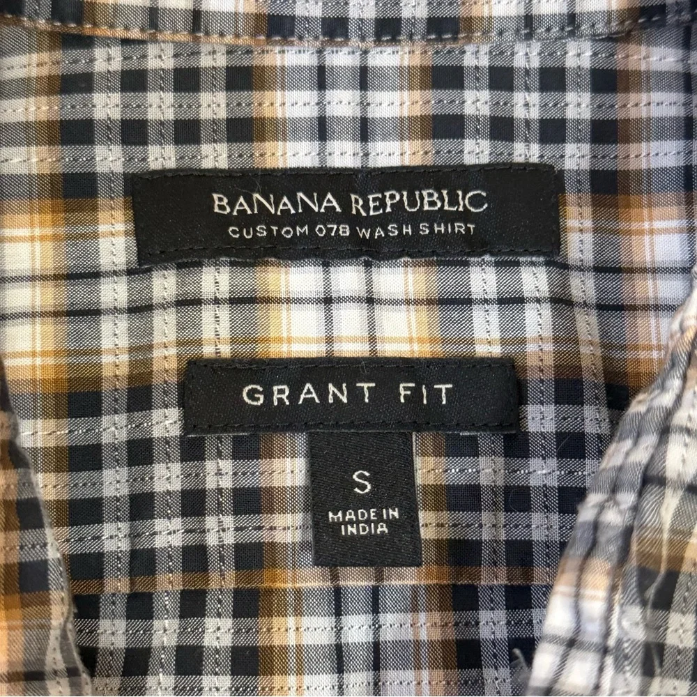 Banana Republic Men’s Grant Fit Button Down Long Sleeve Shirt Brown/Tan/Blk Sz S